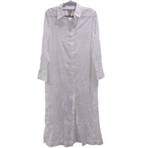 Chico's All Over Lace Sheer Maxi Button Down Shirt Size 1 US MP Petite White